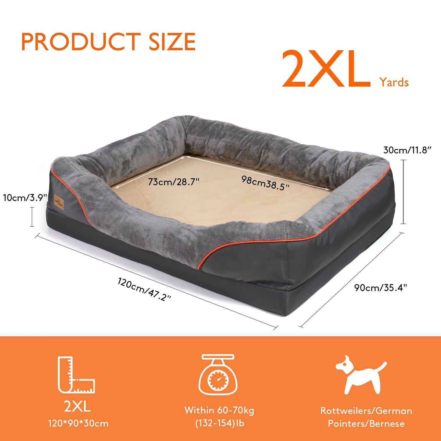 Large Dog Bed, Anti Allergy Fleece, Washable Cover