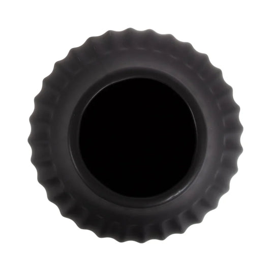 7.5" Ribbed Matte Black Ceramic Curved Vase