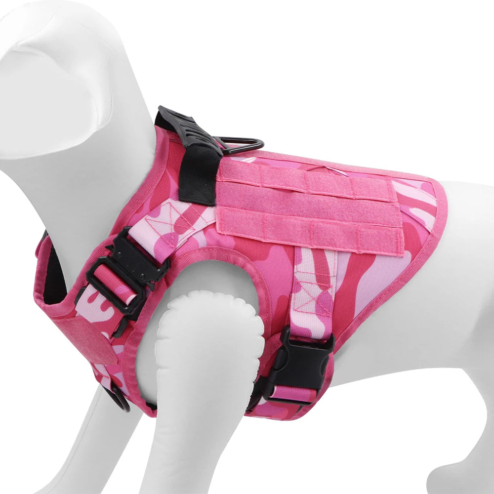 Military Pink Camouflage Dog Harness For Medium/Large Dogs