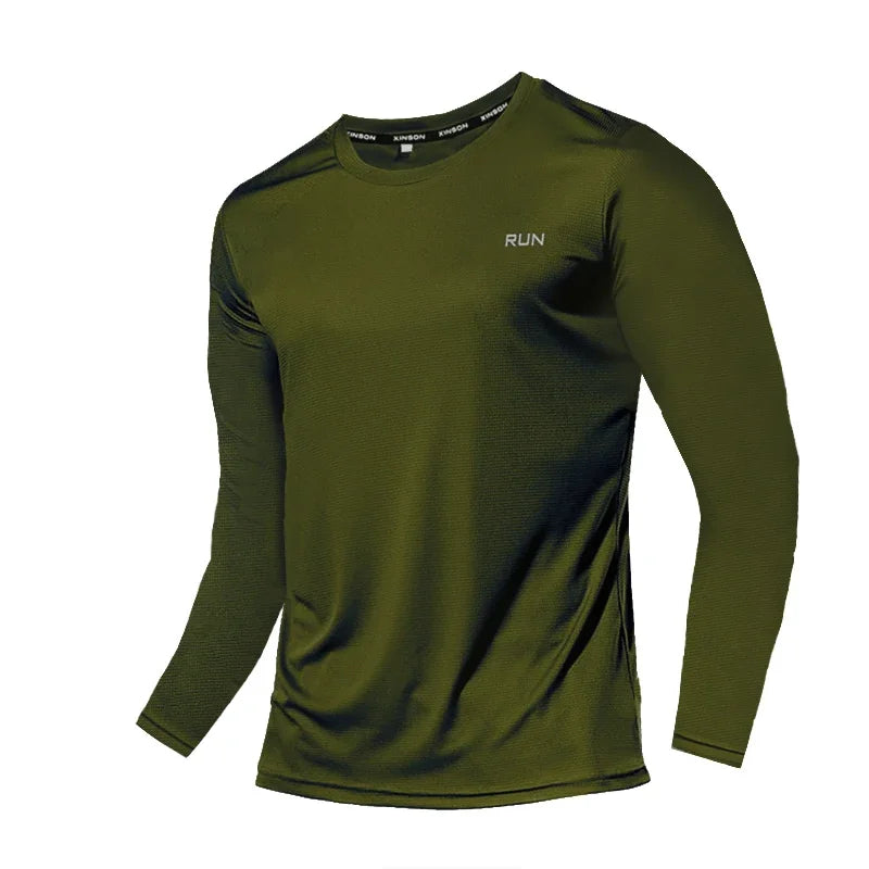 Ice Silk Long Sleeve T-Shirt Men Quick Dry Breathable
