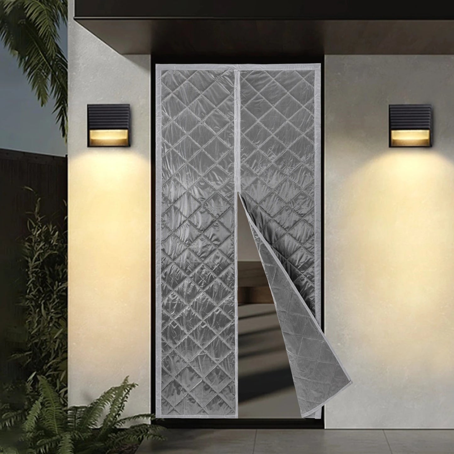 Magnetic Thermal Door Curtain, Windproof, Waterproof, Center Opening
