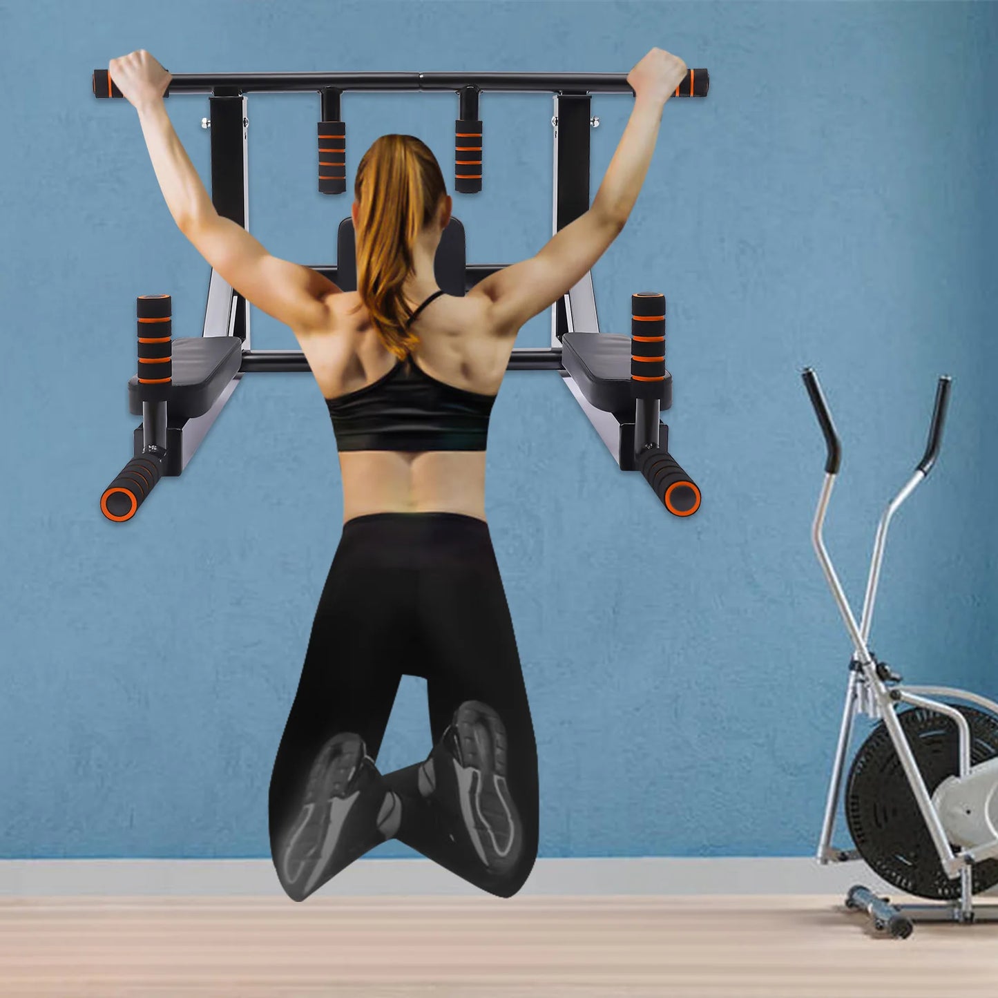 Wall-Mounted Dip Station 440lbs Capacity, Space-Saving