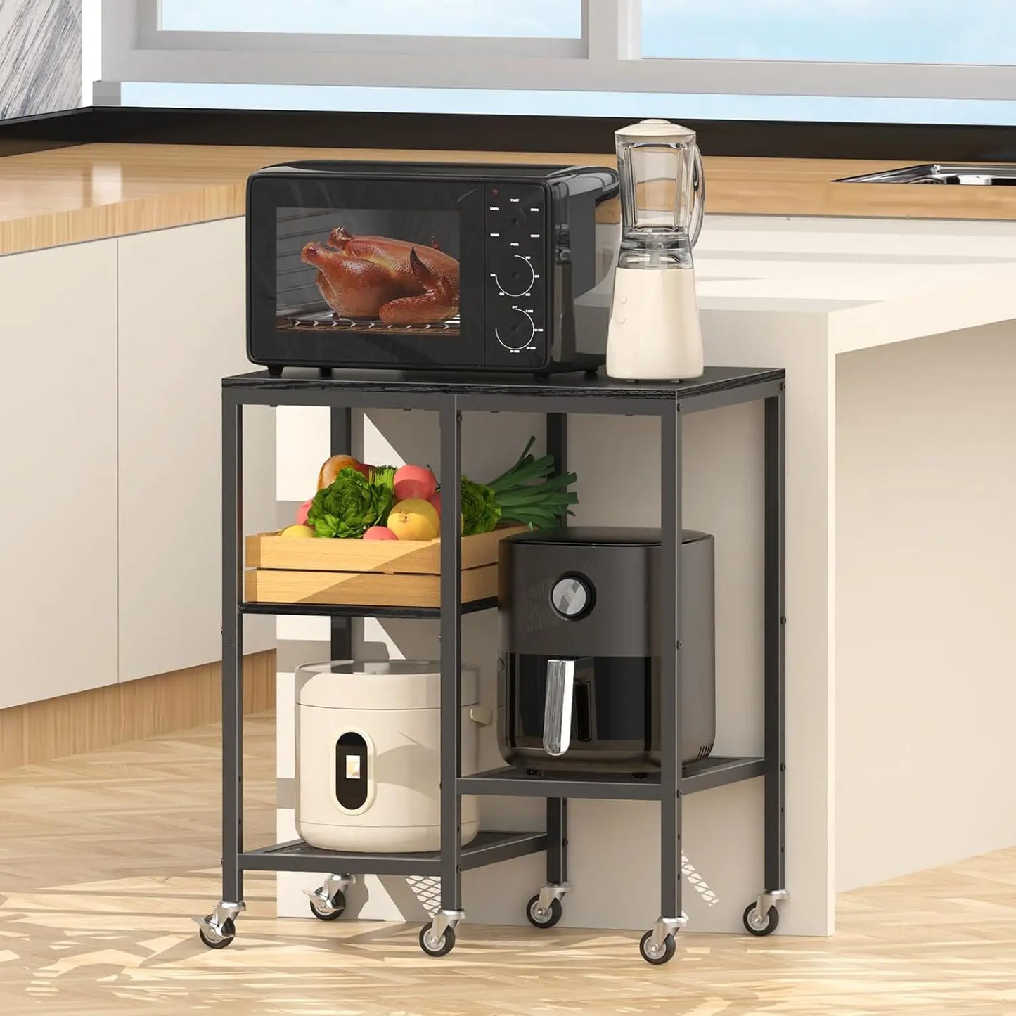 4-Tier Microwave Cart with Wheels