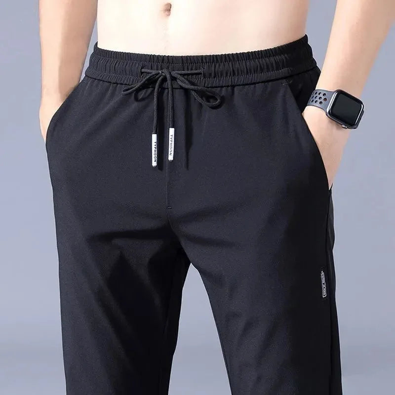 Men Sport Running Pants With Zipper Pockets