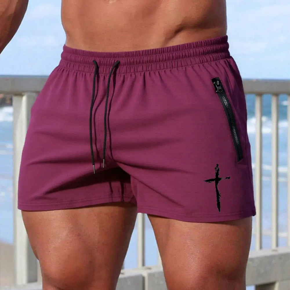 Men's Cross Print Gym Shorts